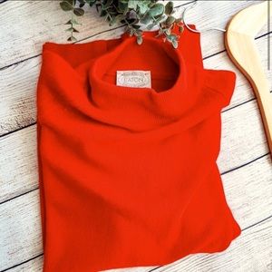 Vintage Mock Neck Red Wool Sweater